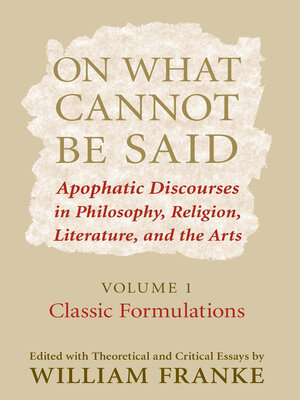 cover image of On What Cannot Be Said